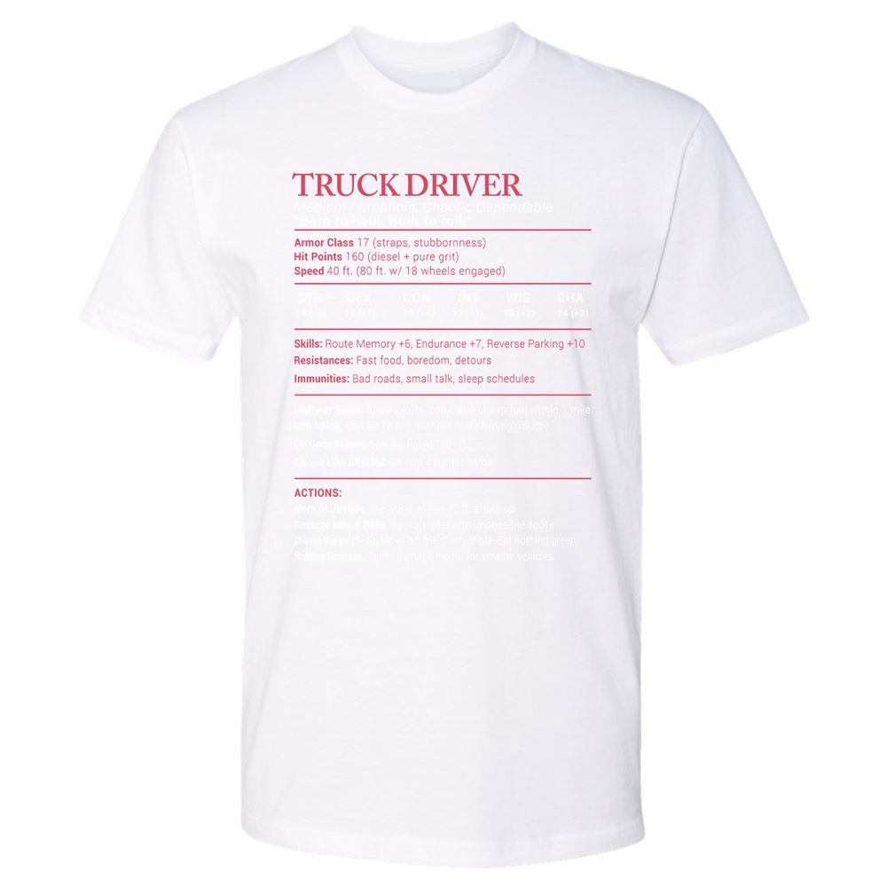 Truck Driver Stats Premium Unisex T-Shirt - White - 4