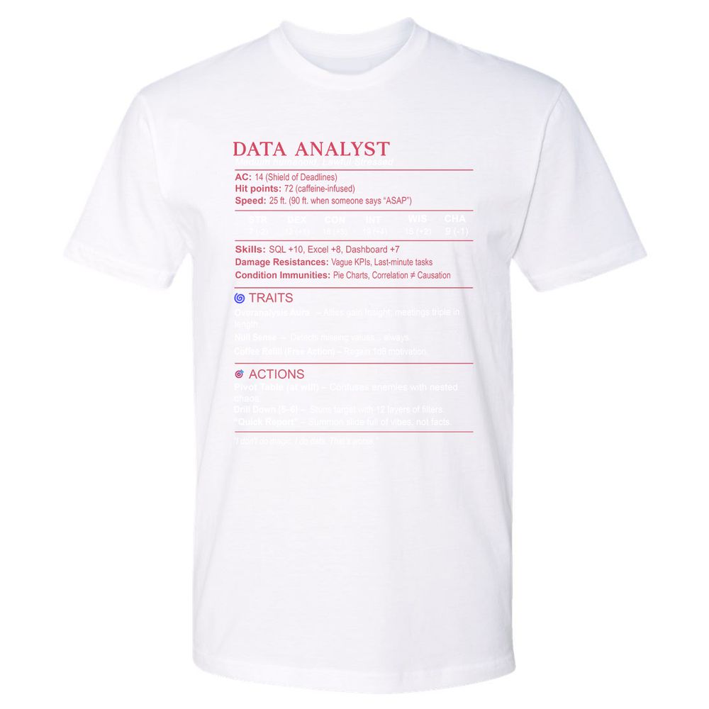 Data Analyst Stats Premium Unisex T-Shirt - White - 4