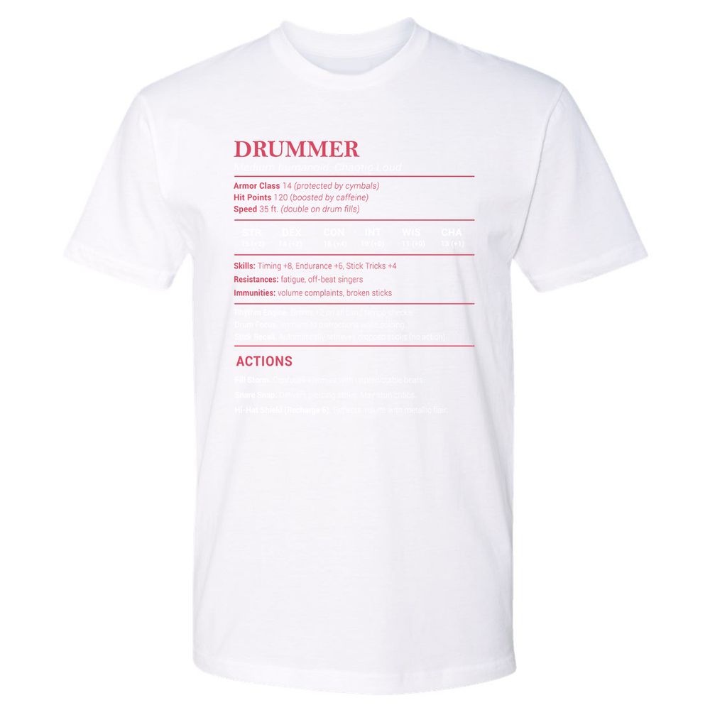 Drummer Stats Premium Unisex T-Shirt - White - 4