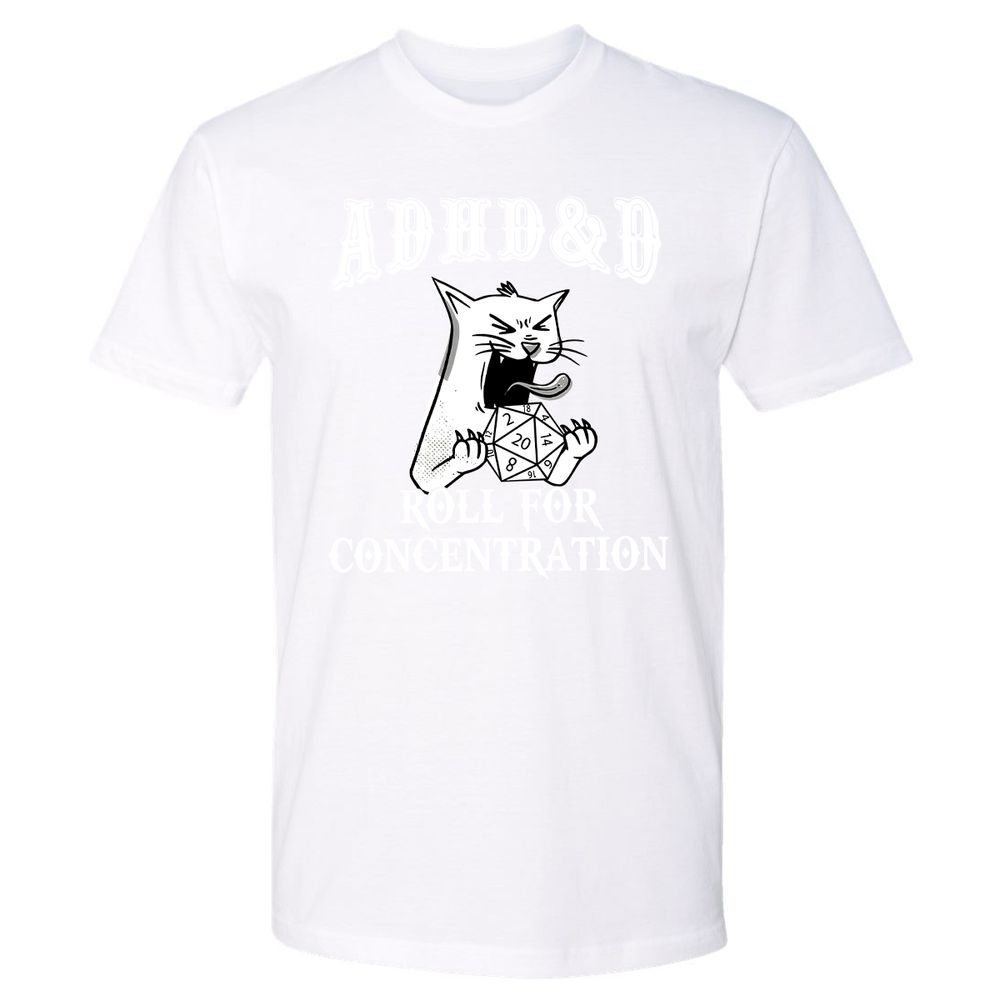 Cat ADHD&D Roll For Concentration Premium Unisex T-Shirt - White - 4