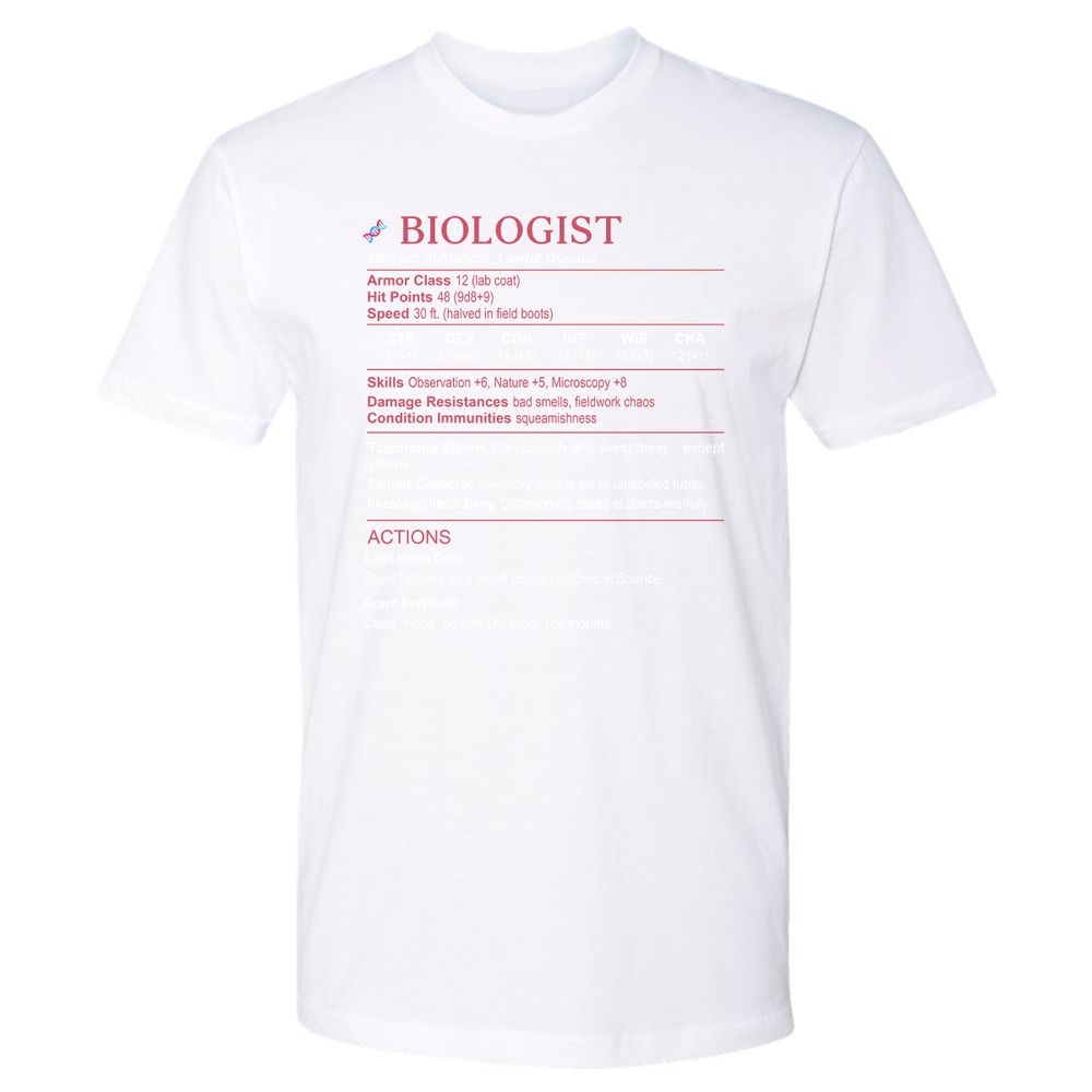 Biologist Stats Premium Unisex T-Shirt - White - 4