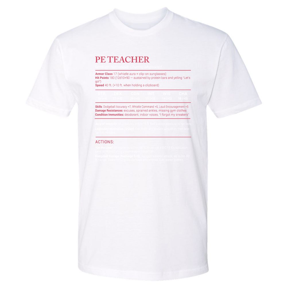 PE Teacher Stats Premium Unisex T-Shirt - White - 4