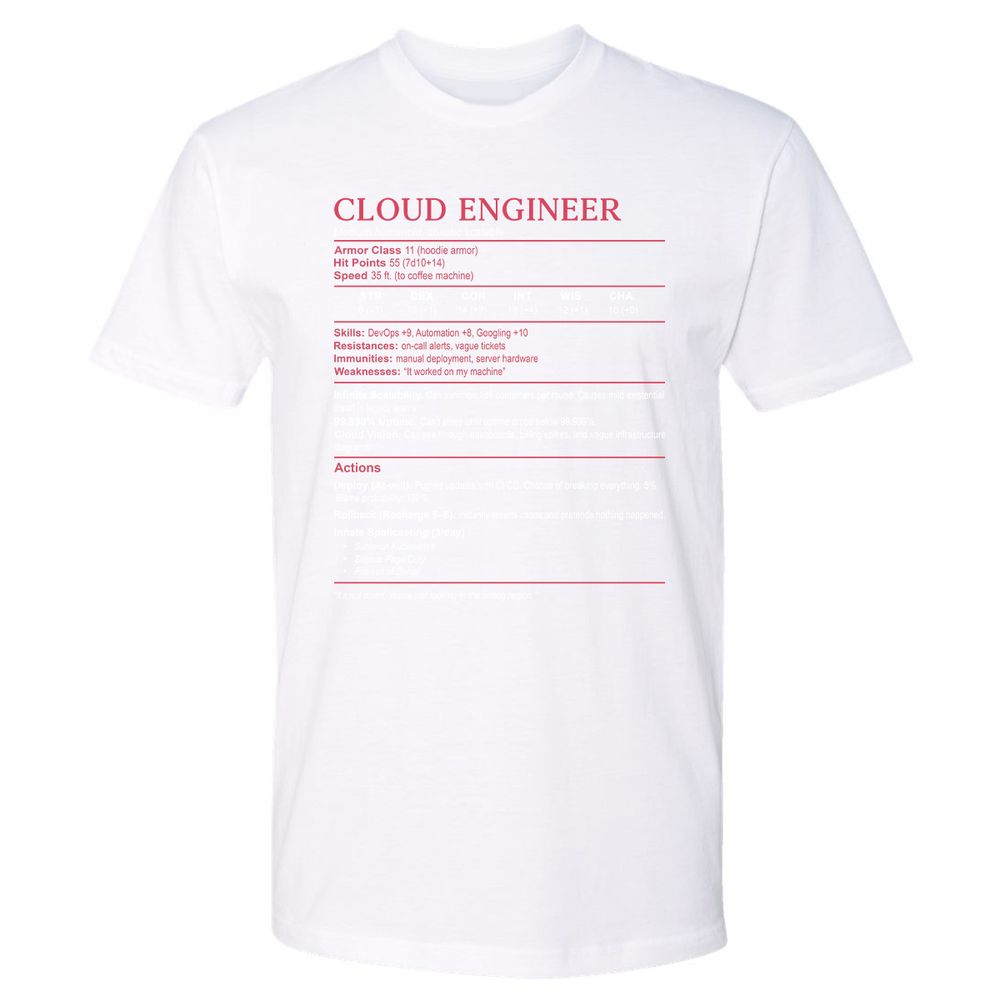 Cloud Engineer Stats Premium Unisex T-Shirt - White - 4