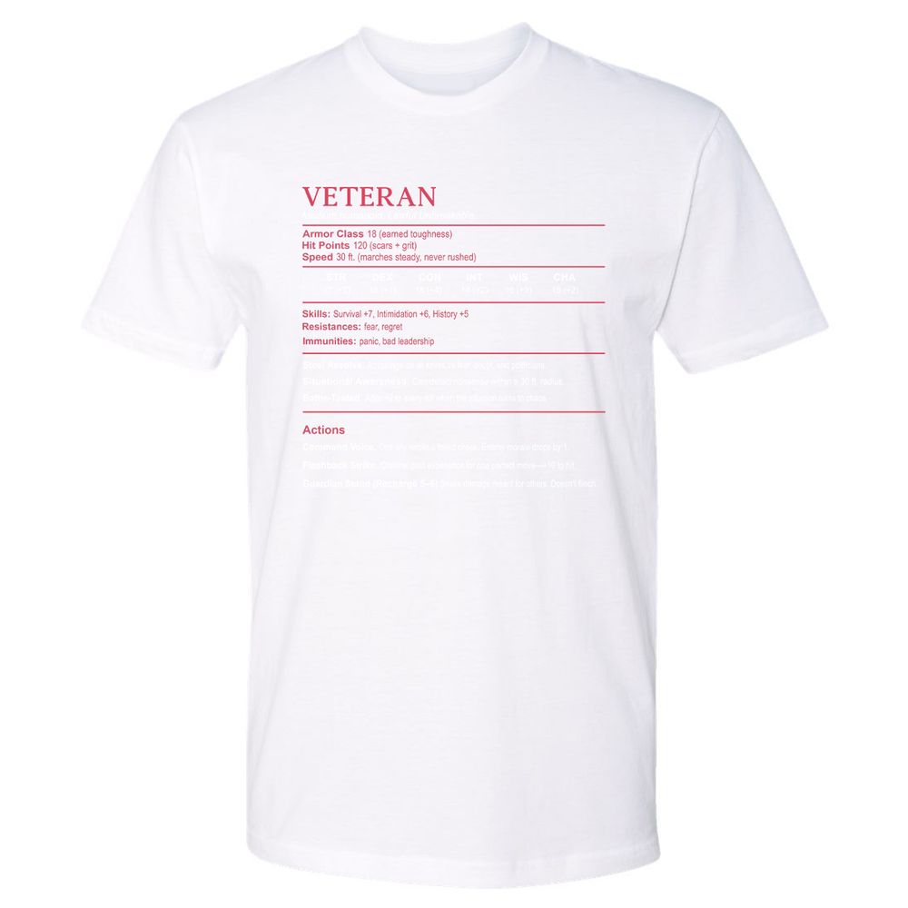 Veteran Stats Premium Unisex T-Shirt - White - 4