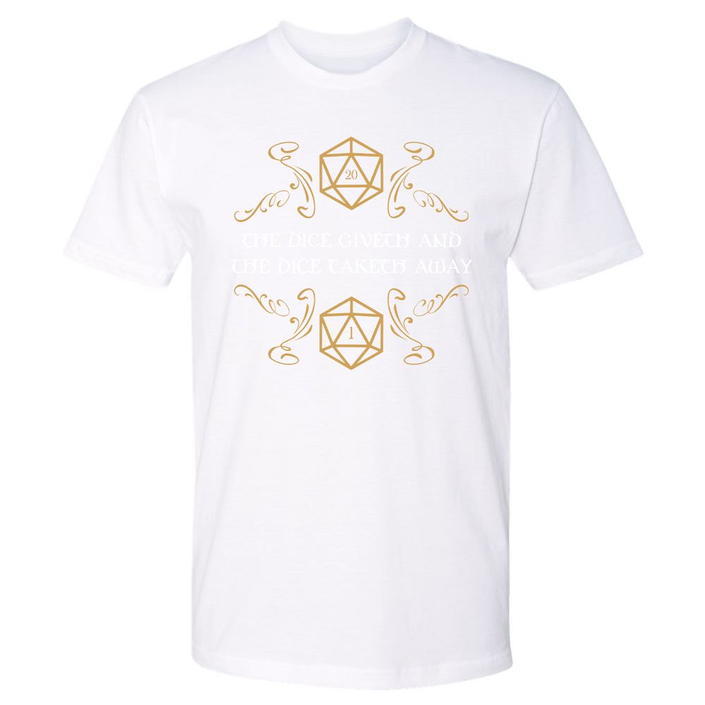 The Dice Giveth and Taketh Away Natural 20 and Critical Fail Premium Unisex T-Shirt - White - 4