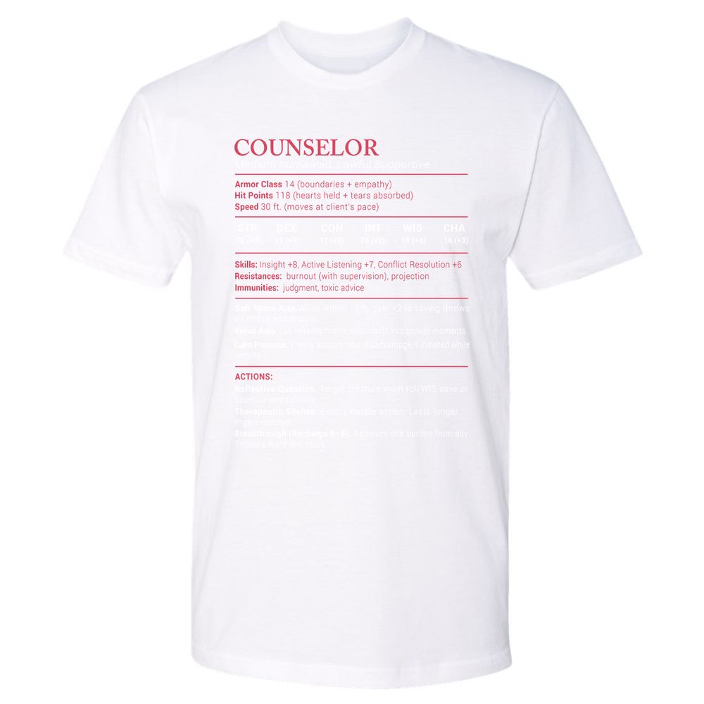 Counselor Stats Premium Unisex T-Shirt - White - 4