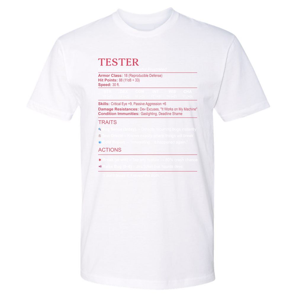 Tester Stats Premium Unisex T-Shirt - White - 4