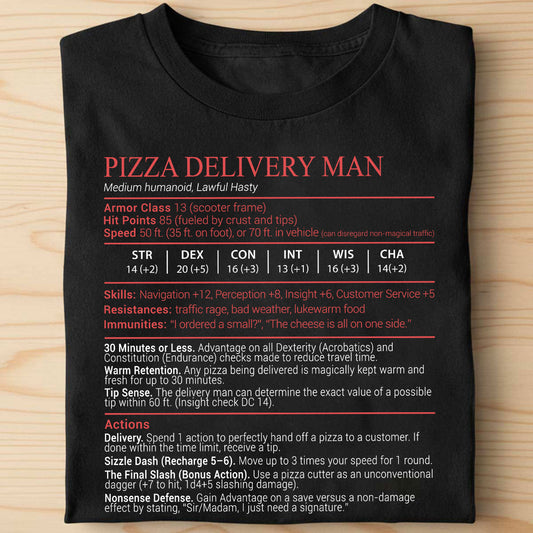 Pizza Delivery Man Stats Block Classic Unisex T-Shirt