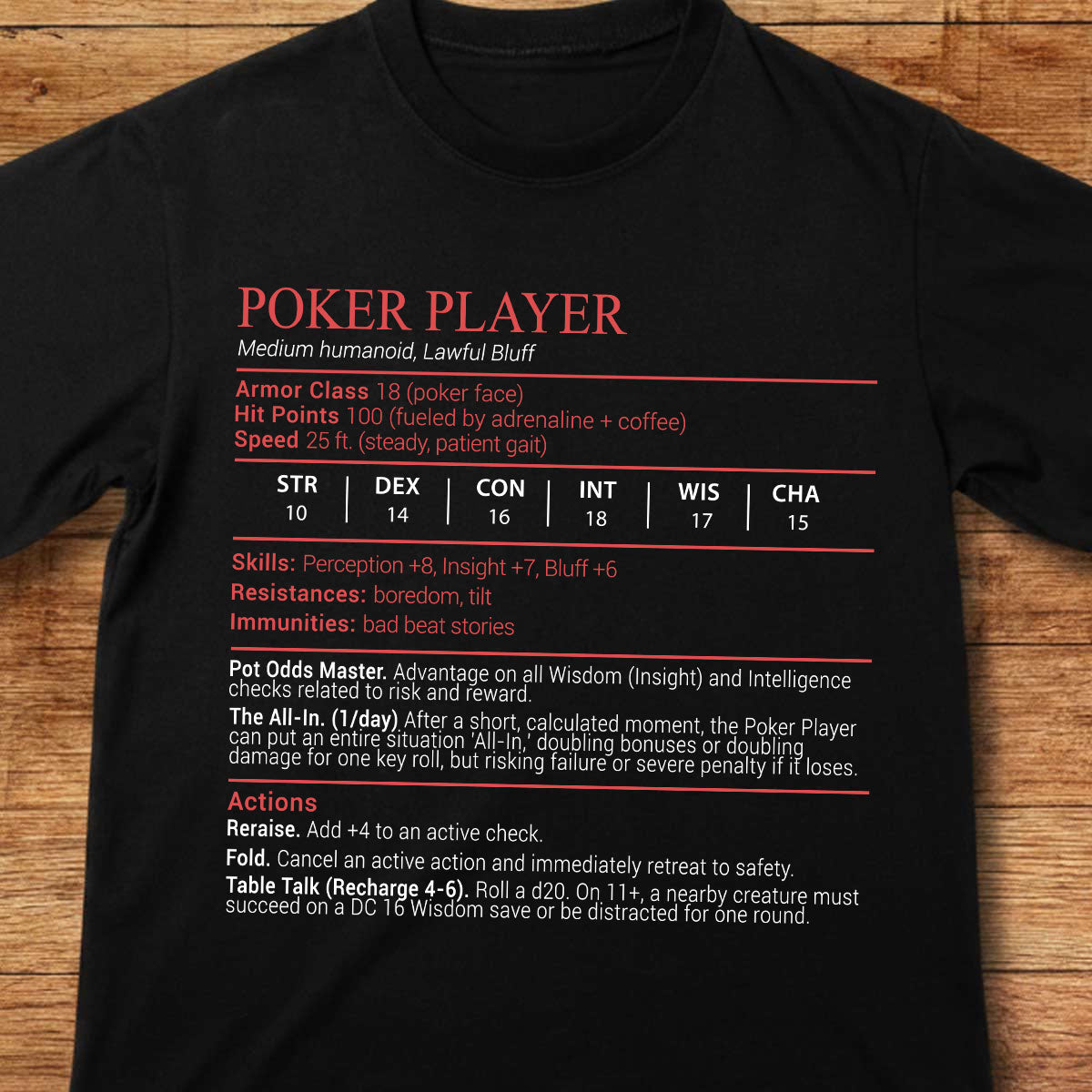 Poker Player Stats Block Classic Unisex T-Shirt