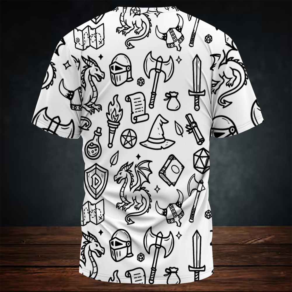Fantasy Dragon Seamless Pattern All-Over Print Unisex T-Shirt -  - 4
