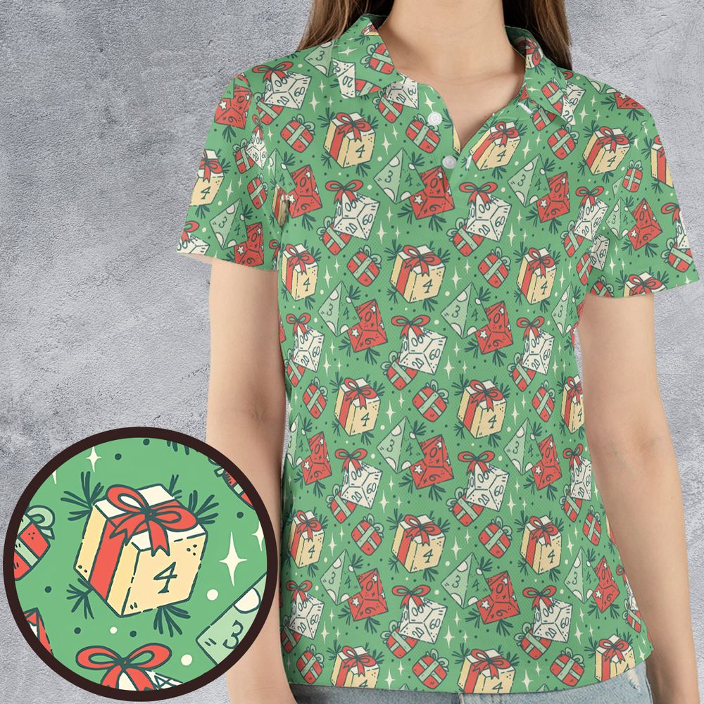 Christmas Dice Gift AOP Men/Women Polo Shirt -  - 4