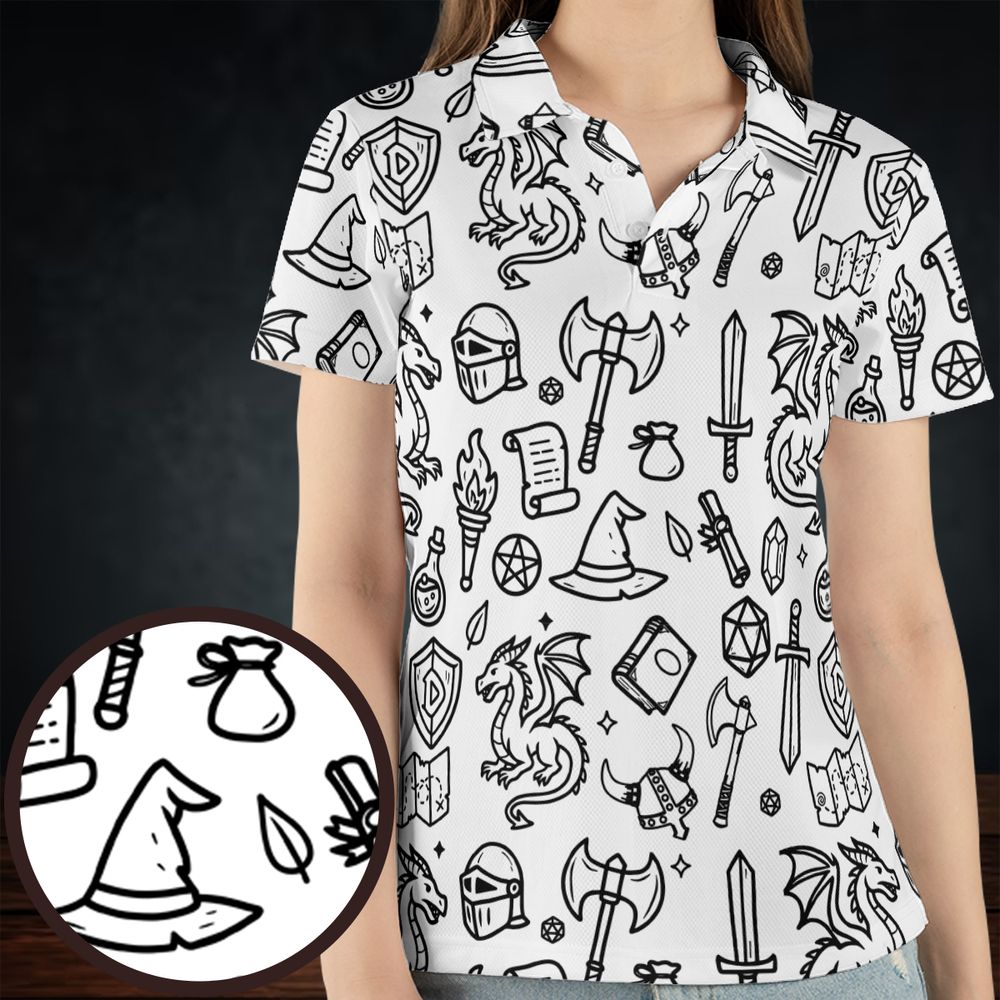 Fantasy Dragon Seamless Pattern AOP Men/Women Polo Shirt -  - 4