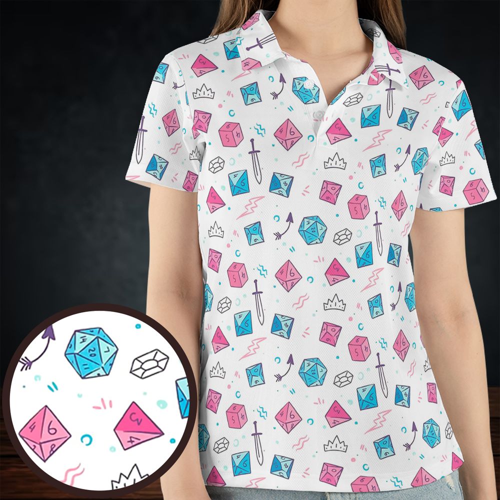 DnD Dice Pattern Cute AOP Men/Women Polo Shirt -  - 4