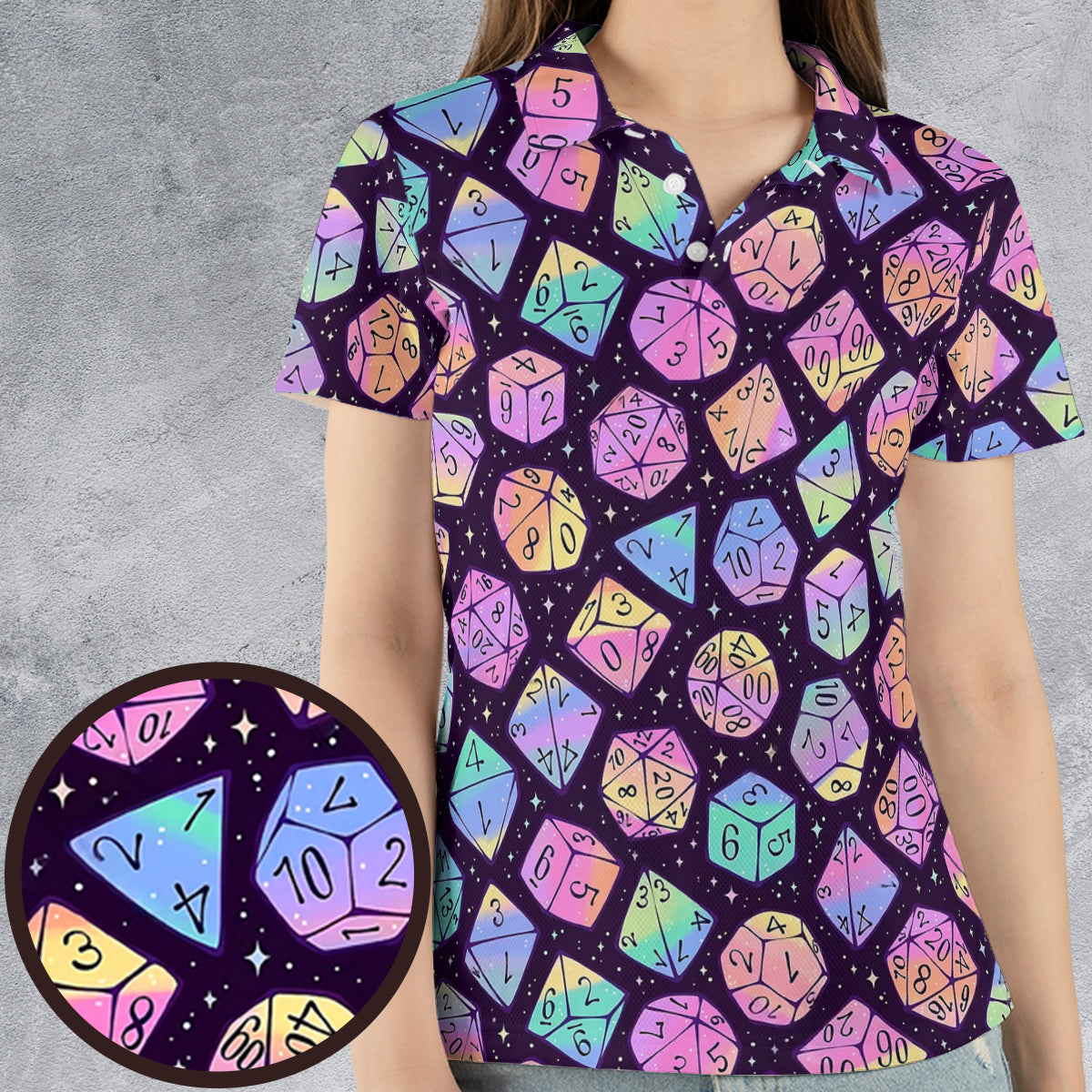 Magic Dice Dark Rainbow AOP Men/Women Polo Shirt