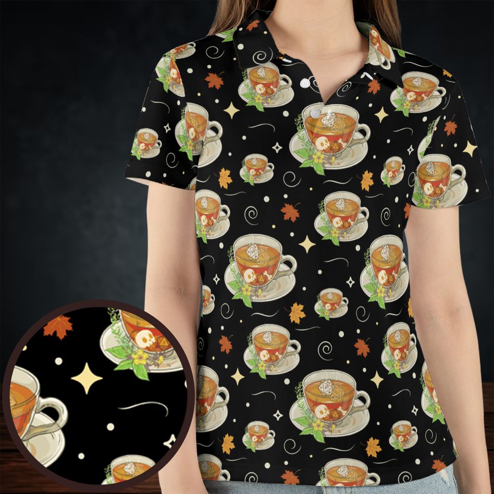 Cute Dnd Fall Tea AOP Men/Women Polo Shirt -  - 4