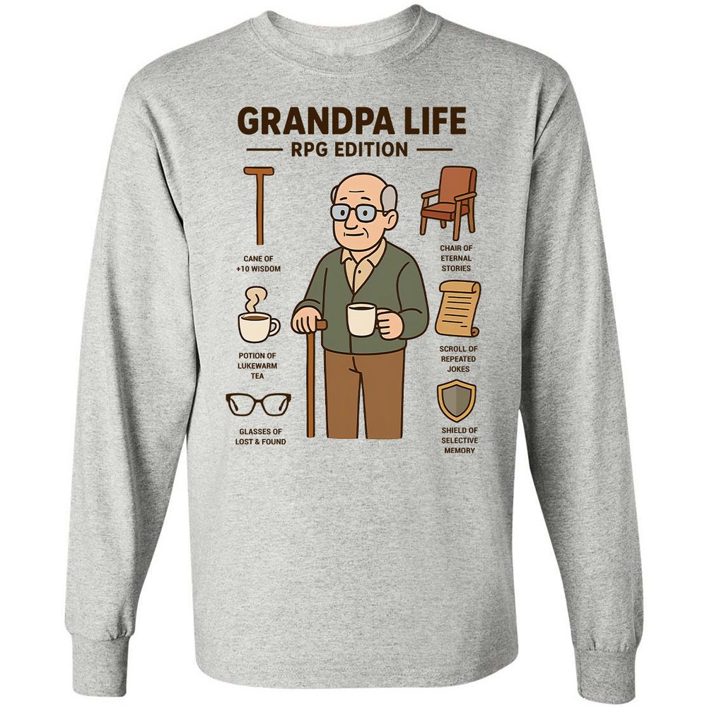 Grandpa Life RPG Edition Long Sleeve T-Shirt - Ash - 5