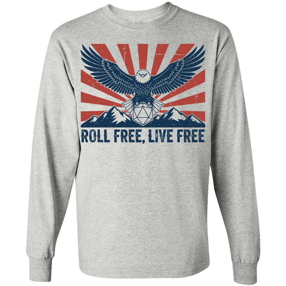 Roll Free, Live Free Long Sleeve T-Shirt - Ash - 5
