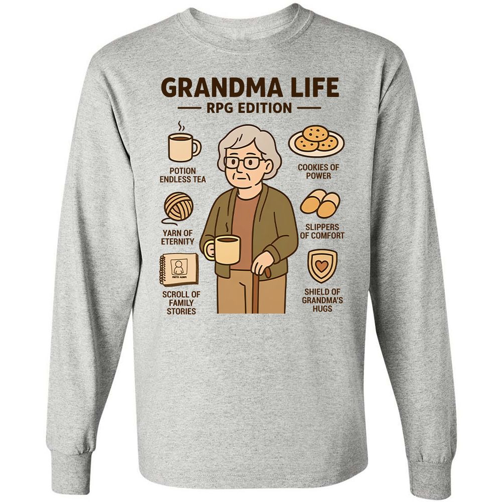 Grandma Life RPG Edition Long Sleeve T-Shirt - Ash - 5