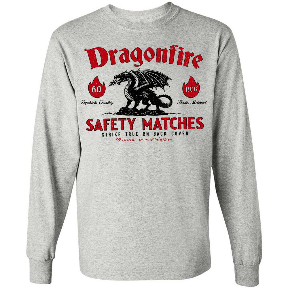 Dragonfire Long Sleeve T-Shirt - Ash - 5