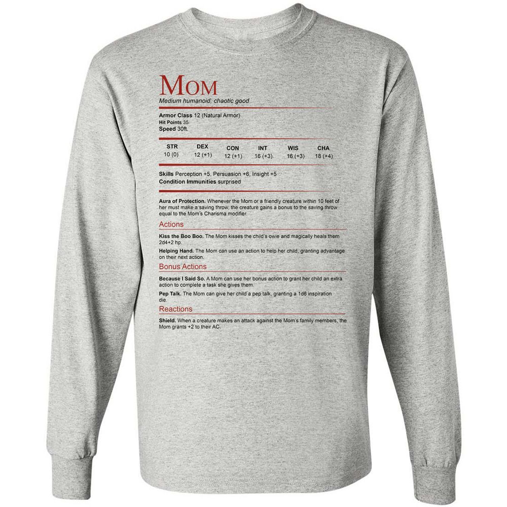 Mom Stats Long Sleeve T-Shirt - Ash - 5