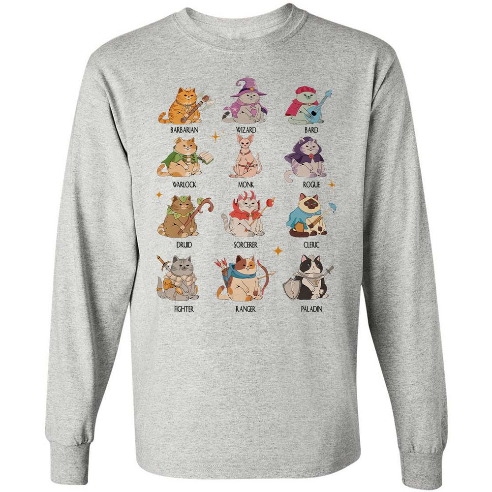 Dungeons And Cats Long Sleeve T-Shirt - Ash - 5