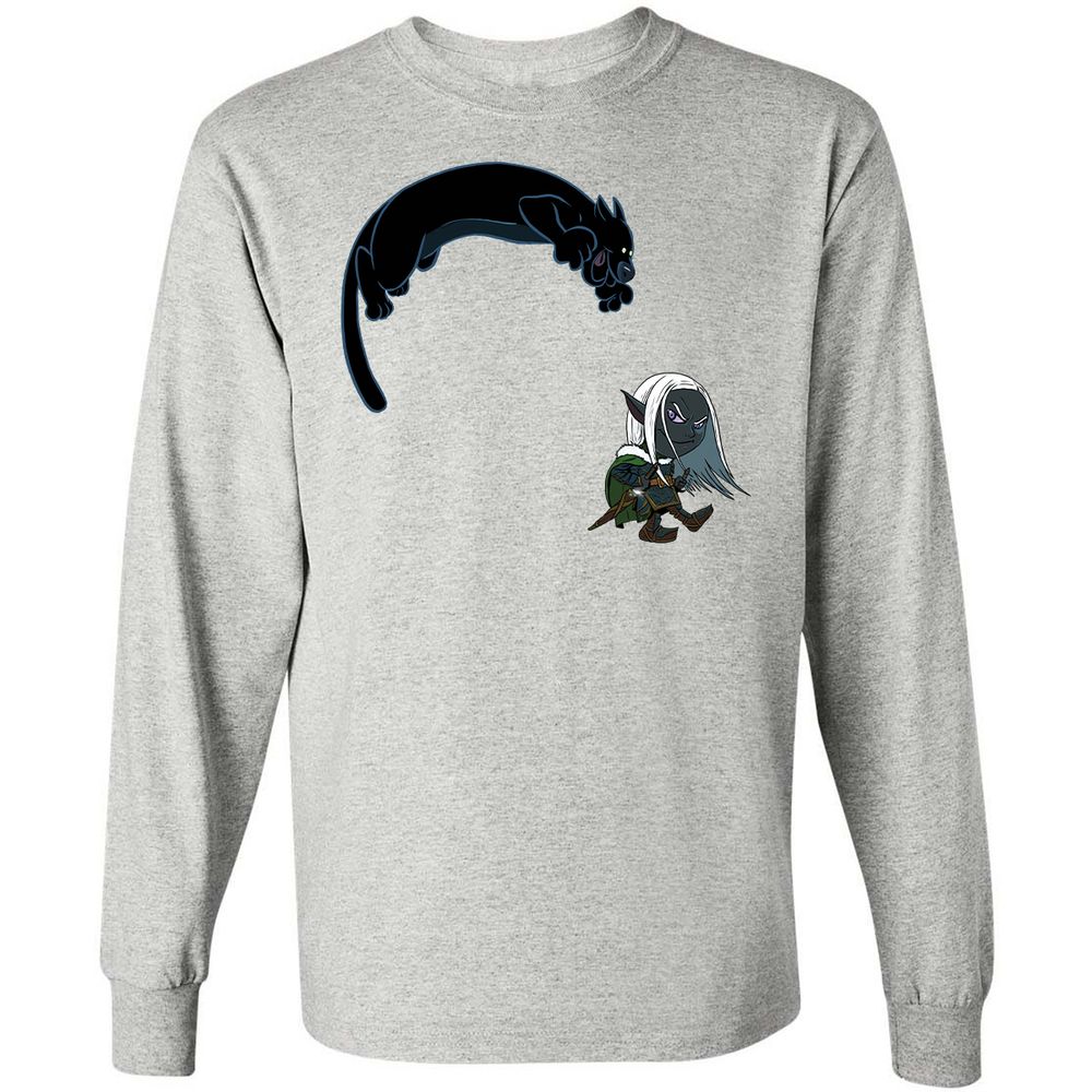 Drizzt And Guenhwyvar Long Sleeve T-Shirt - Ash - 5