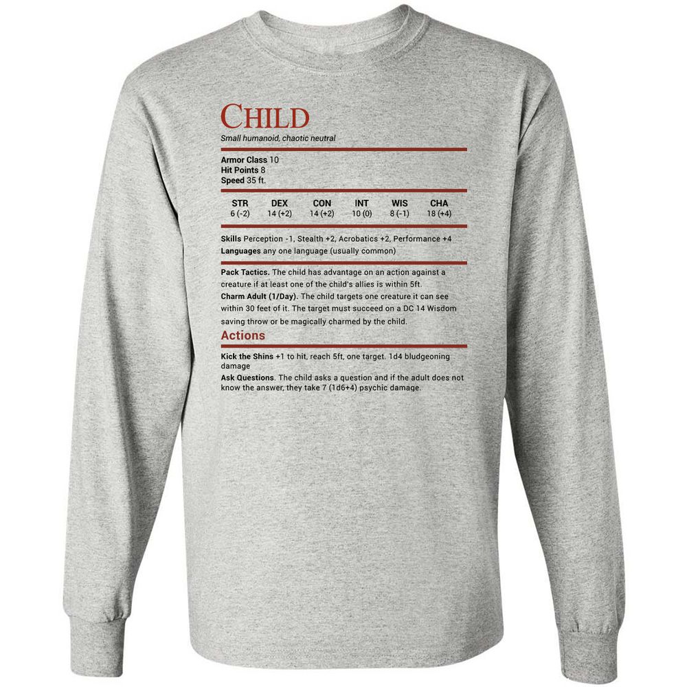 Child Stats Long Sleeve T-Shirt - Ash - 5