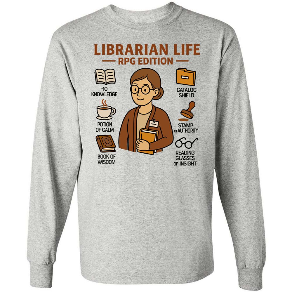 Librarian Life RPG Edition Long Sleeve T-Shirt - Ash - 5