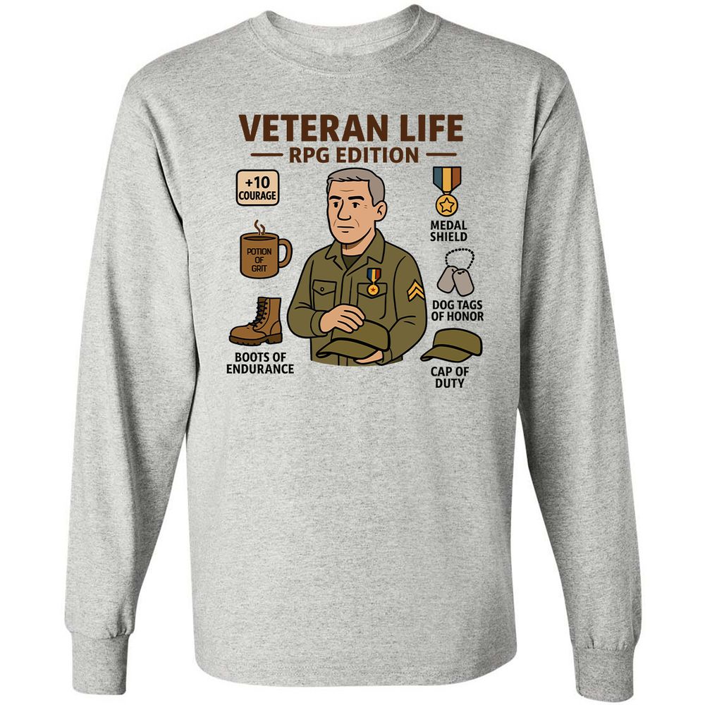 Veteran Life RPG Edition Long Sleeve T-Shirt - Ash - 5