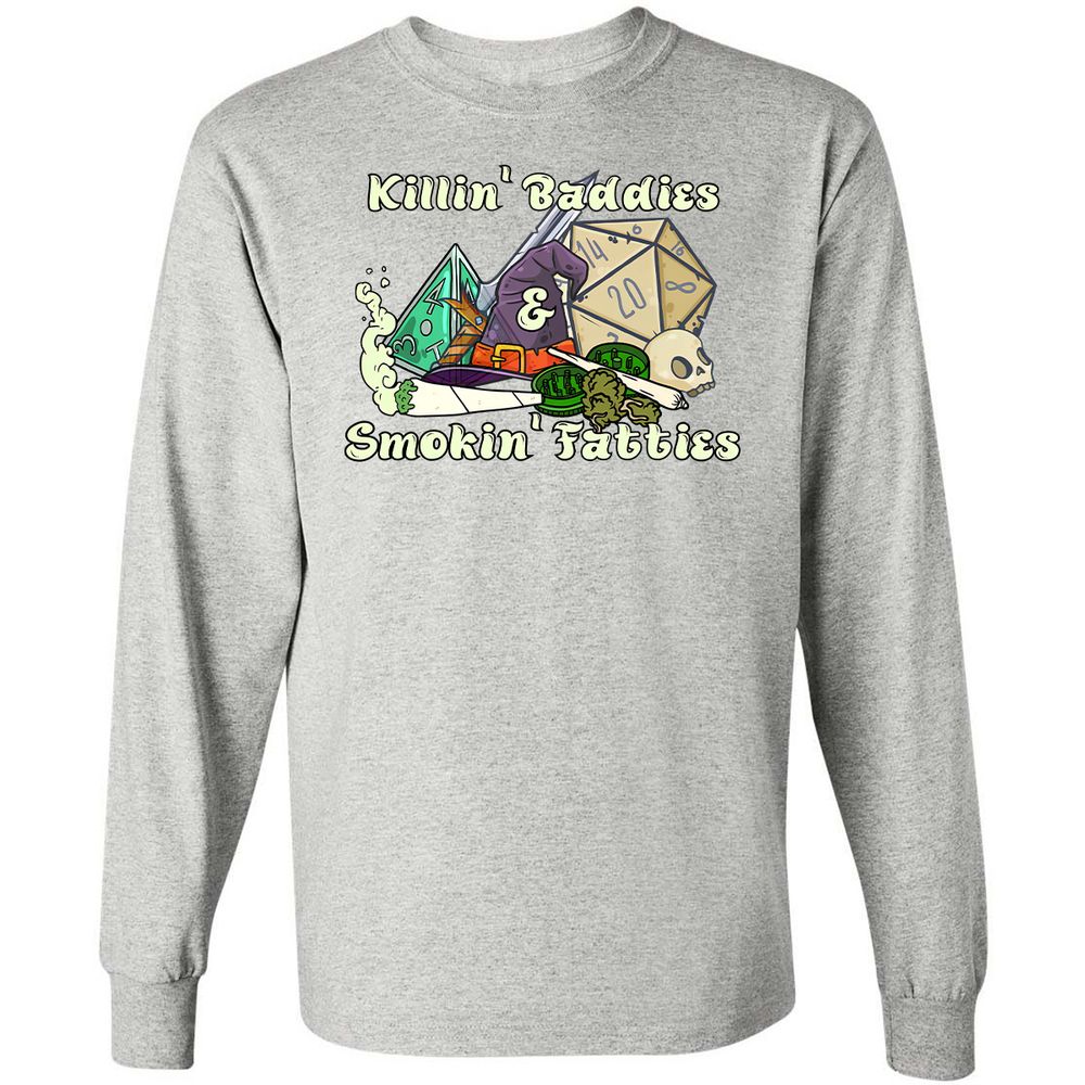Killin' Baddies Smokin' Fatties Long Sleeve T-Shirt - Ash - 5