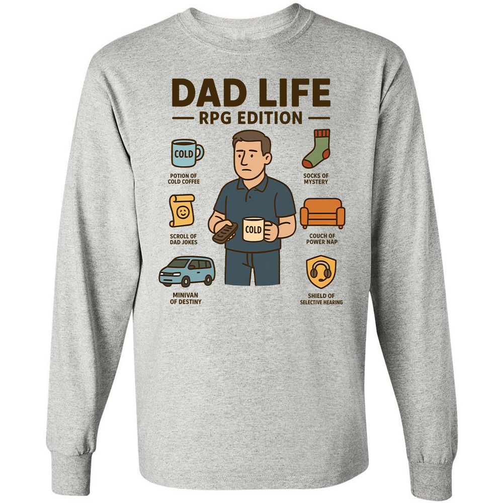 Dad Life RPG Edition Long Sleeve T-Shirt - Ash - 5