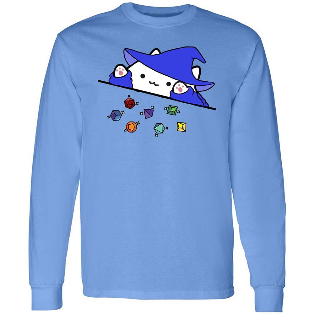 Cat Throws Dices Long Sleeve T-Shirt - Carolina Blue - 5