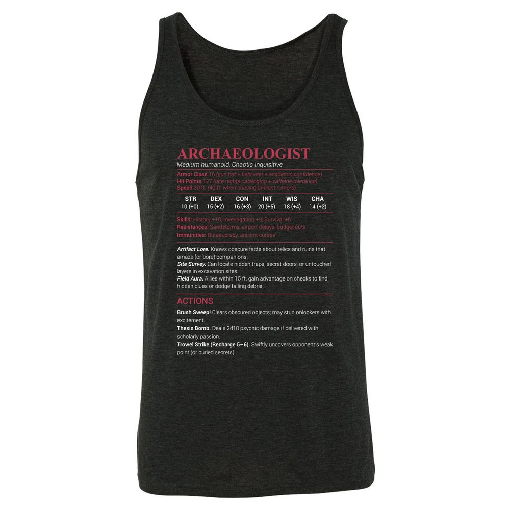 ARCHAEOLOGIST Unisex Jersey Tank - Charcoal Black Triblend - 5