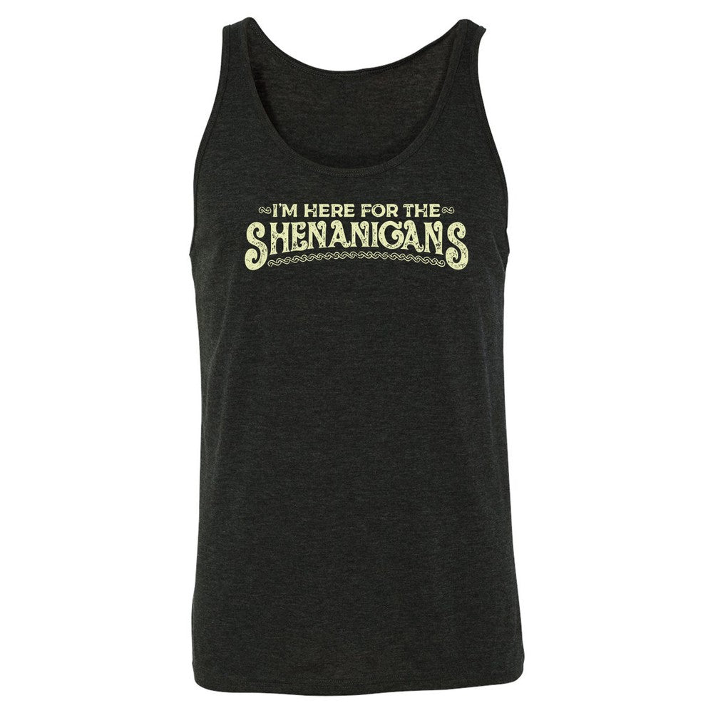 Here For The Shenanigans Unisex Jersey Tank - Charcoal Black Triblend - 5