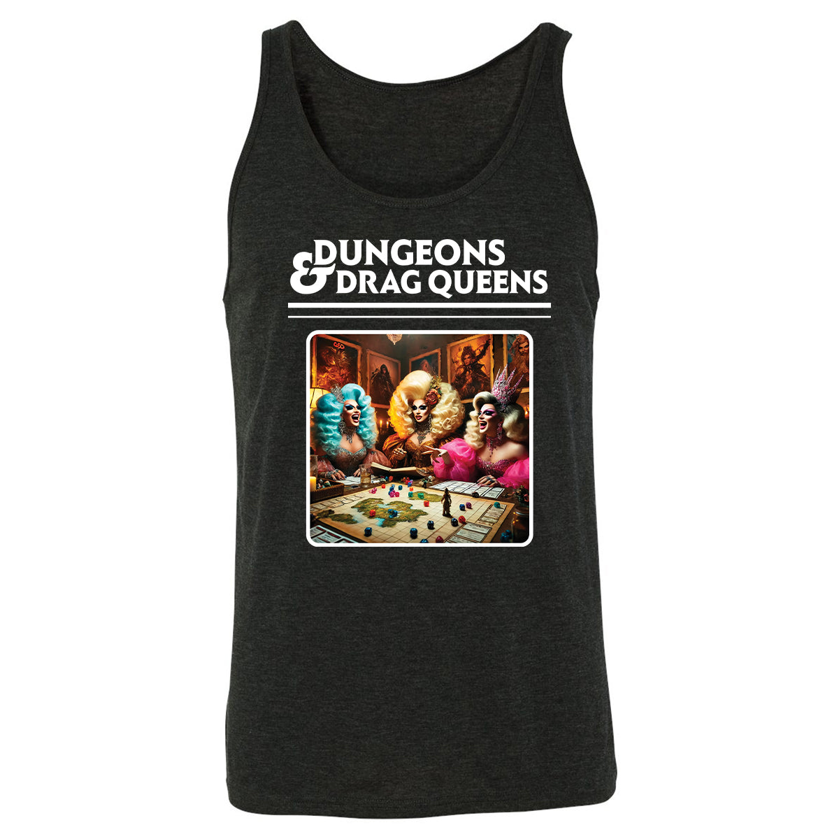Dungeons & Drag Queens Unisex Jersey Tank - Charcoal Black Triblend - 5