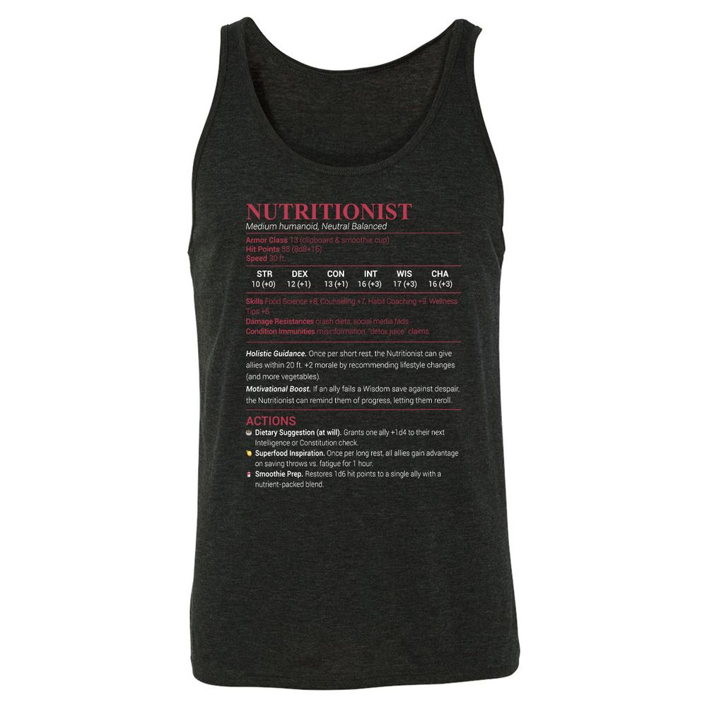 Nutritionist Unisex Jersey Tank - Charcoal Black Triblend - 5