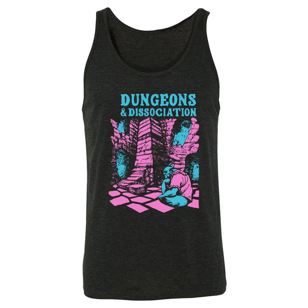 Dungeons And Dissociation Unisex Jersey Tank - Charcoal Black Triblend - 5