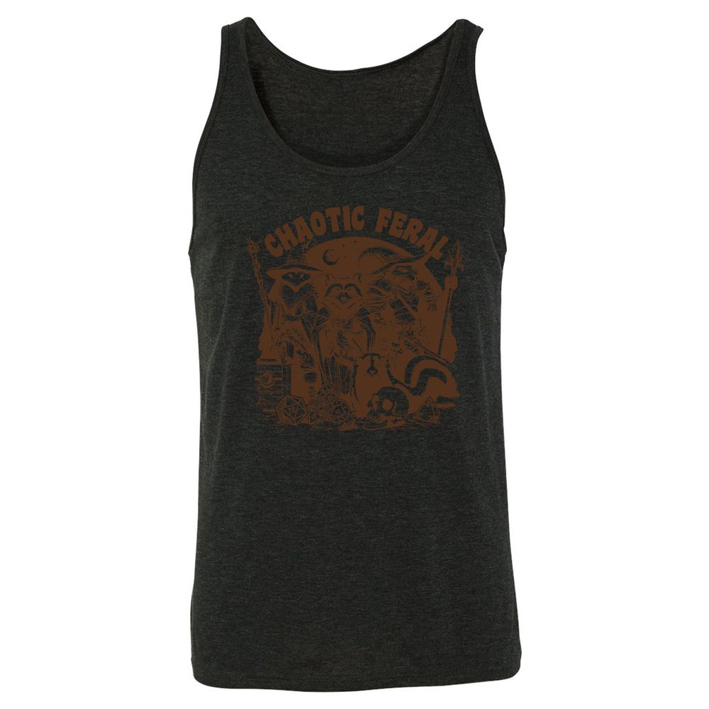 Raccoon Chaotic Feral Unisex Jersey Tank - Charcoal Black Triblend - 5