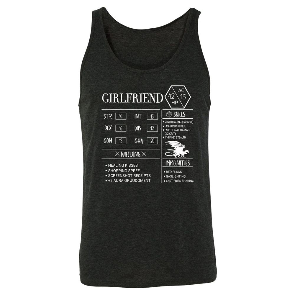 Girlfriend Stats Unisex Jersey Tank - Charcoal Black Triblend - 5