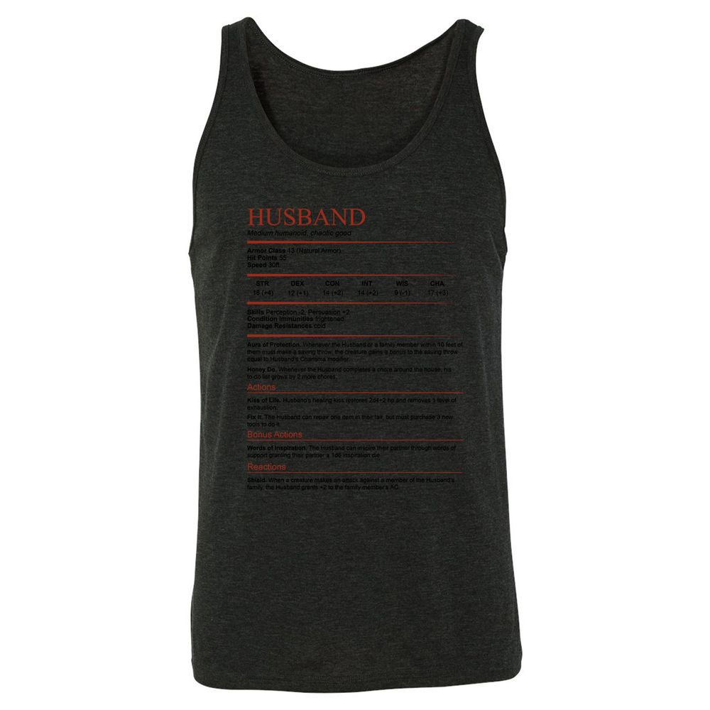 Husband White Unisex Jersey Tank - Charcoal Black Triblend - 5