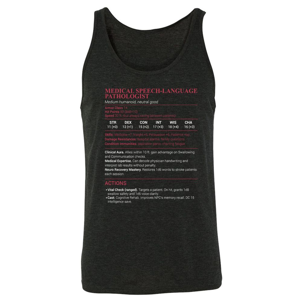 Medical SLP Unisex Jersey Tank - Charcoal Black Triblend - 5
