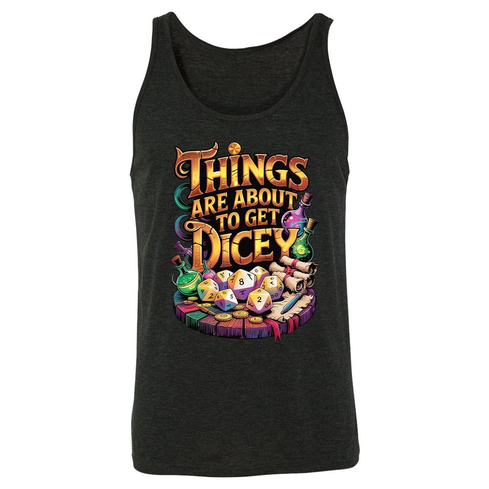 Things Are About To Get Dicey Unisex Jersey Tank - Charcoal Black Triblend - 5