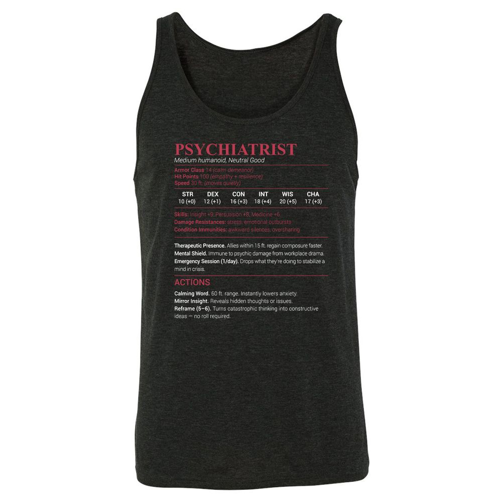 Psychiatrist Stats Unisex Jersey Tank - Charcoal Black Triblend - 5