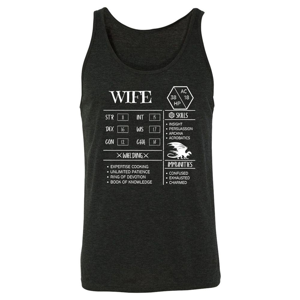 Wife Stats 2 Unisex Jersey Tank - Charcoal Black Triblend - 5