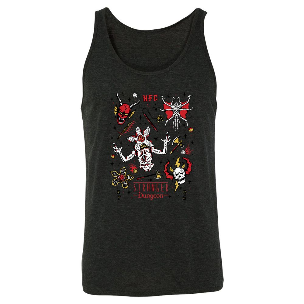 STRANGER DUNGEON Unisex Jersey Tank - Charcoal Black Triblend - 5