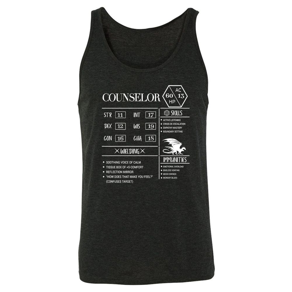 Counselor New Unisex Jersey Tank - Charcoal Black Triblend - 5