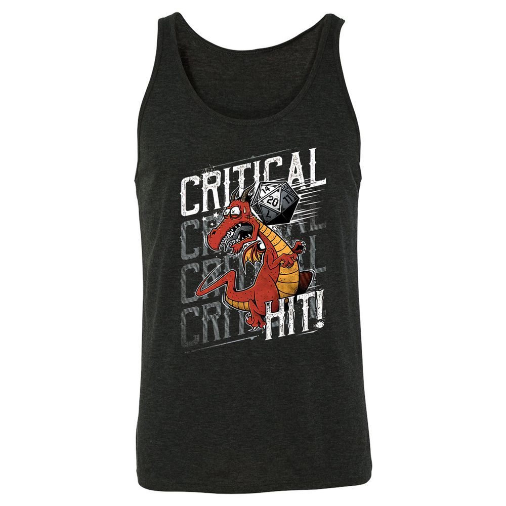 Funny Dragon Critical Hit Unisex Jersey Tank - Charcoal Black Triblend - 5