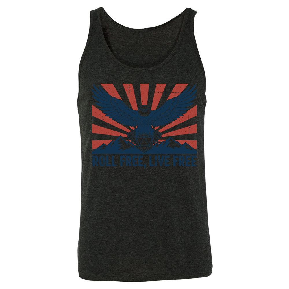 Roll Free, Live Free Unisex Jersey Tank - Charcoal Black Triblend - 5