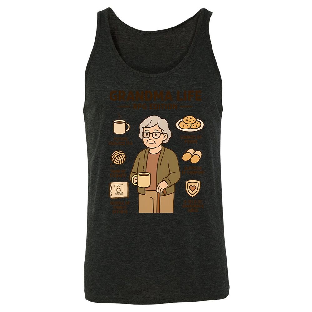 Grandma Life RPG Edition Unisex Jersey Tank - Charcoal Black Triblend - 5