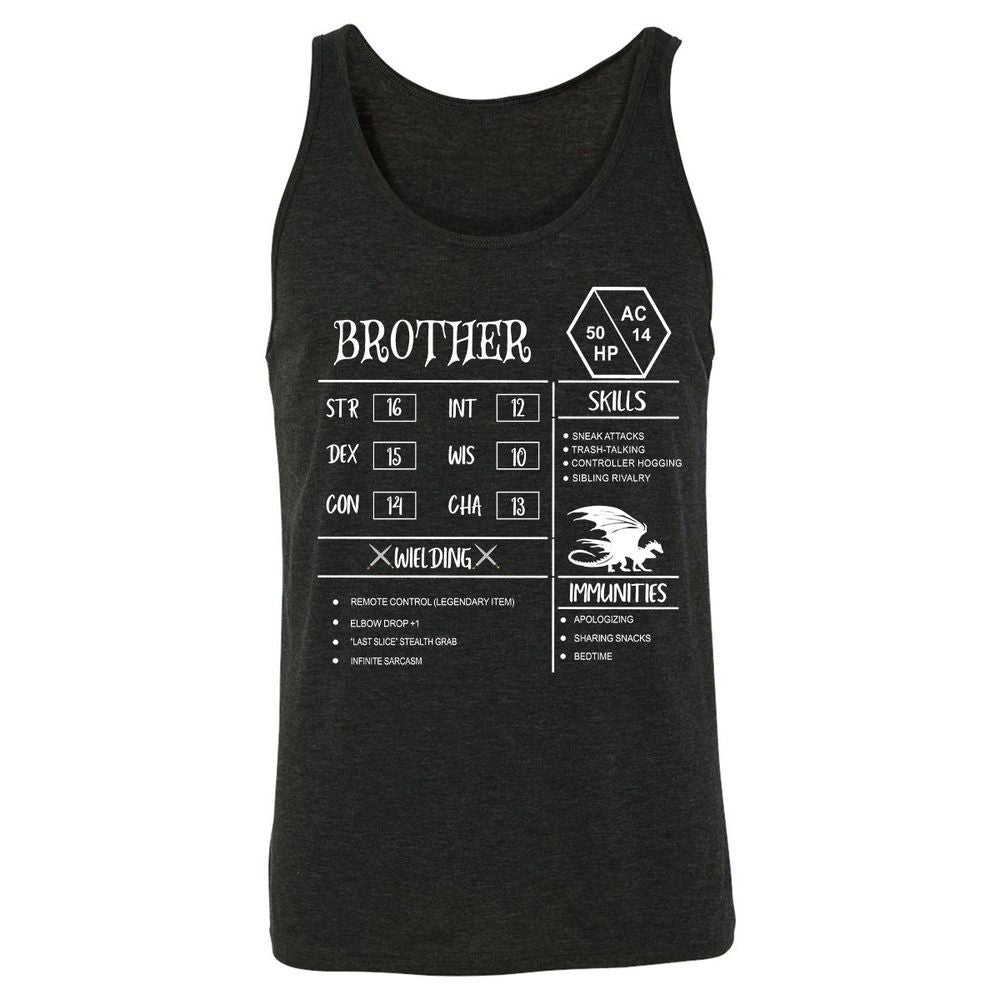 Brother Stats Unisex Jersey Tank - Charcoal Black Triblend - 5